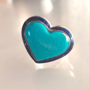 Huge Sterling Silver Blue Lapis Turquoise Heart Ring By Kelly Charveaux